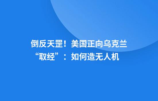 倒反天罡！美国正向乌克兰“取经”：如何造无人机