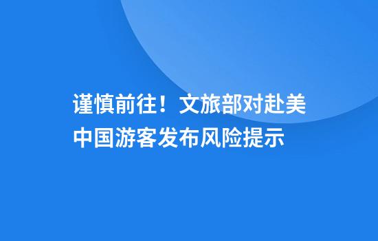 谨慎前往！文旅部对赴美中国游客发布风险提示