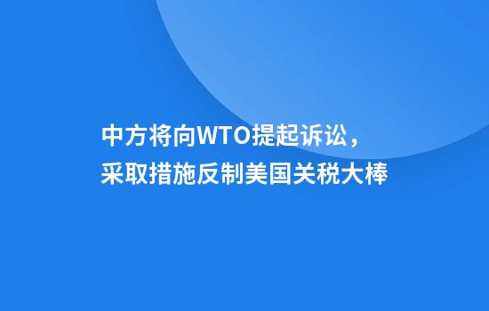 中方将向WTO提起诉讼，采取措施反制美国关税大棒