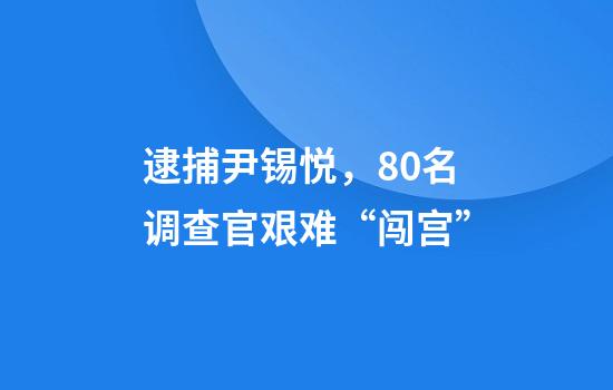 逮捕尹锡悦，80名调查官艰难“闯宫”