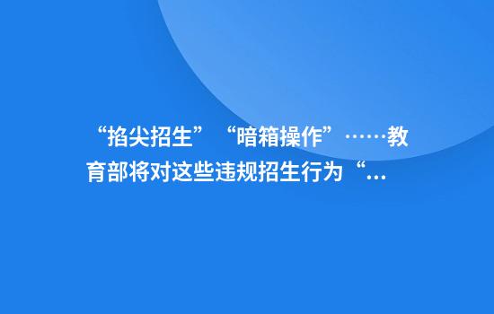 “掐尖招生”“暗箱操作”……教育部将对这些违规招生行为“亮剑”