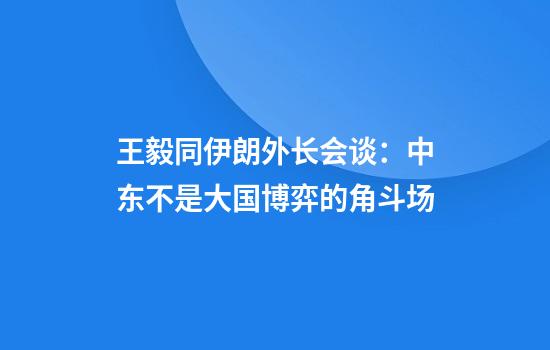 王毅同伊朗外长会谈：中东不是大国博弈的角斗场