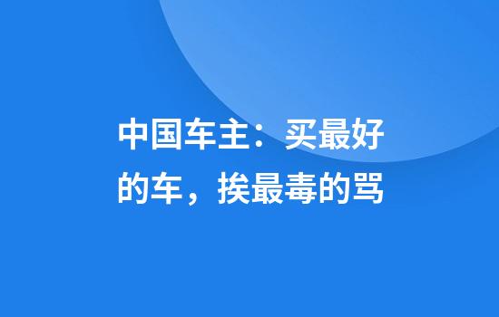 中国车主：买最好的车，挨最毒的骂