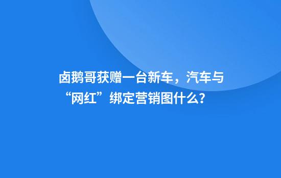 卤鹅哥获赠一台新车，汽车与“网红”绑定营销图什么？