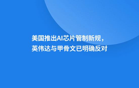 美国推出AI芯片管制新规，英伟达与甲骨文已明确反对