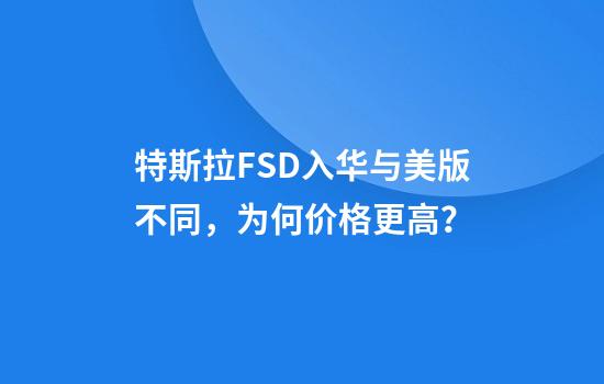 特斯拉FSD入华与美版不同，为何价格更高？