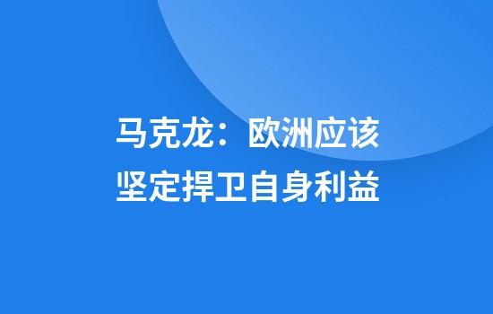 马克龙：欧洲应该坚定捍卫自身利益