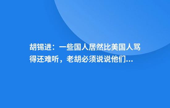 胡锡进：一些国人居然比美国人骂得还难听，老胡必须说说他们！