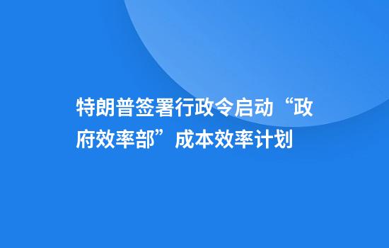 特朗普签署行政令启动“政府效率部”成本效率计划