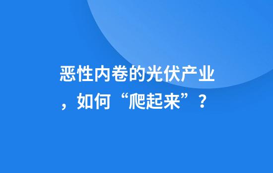 恶性内卷的光伏产业，如何“爬起来”？