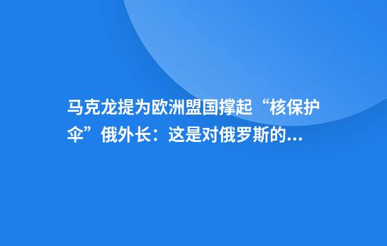 马克龙提为欧洲盟国撑起“核保护伞”俄外长：这是对俄罗斯的威胁