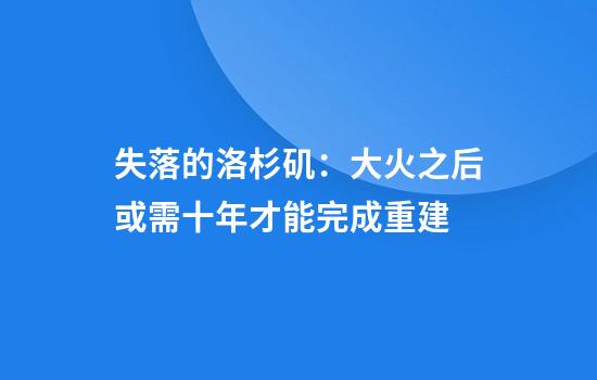 失落的洛杉矶：大火之后或需十年才能完成重建