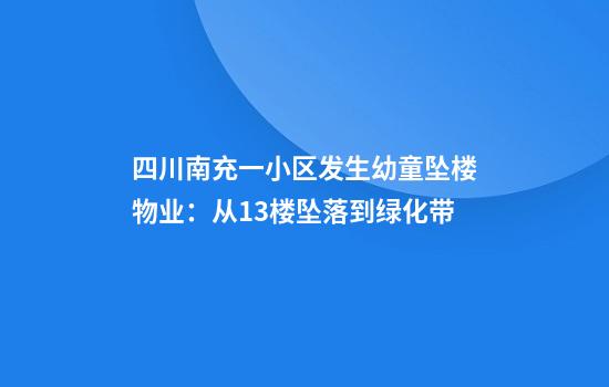 四川南充一小区发生幼童坠楼物业：从13楼坠落到绿化带