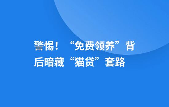 警惕！“免费领养”背后暗藏“猫贷”套路
