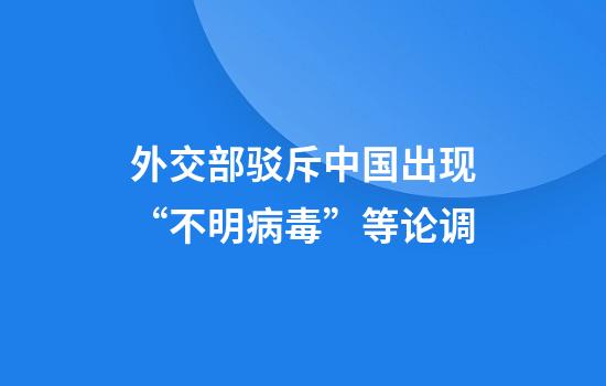 外交部驳斥中国出现“不明病毒”等论调