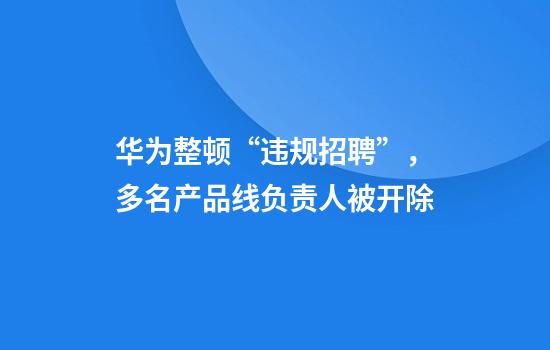 华为整顿“违规招聘”，多名产品线负责人被开除