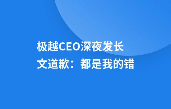 极越CEO深夜发长文道歉：都是我的错