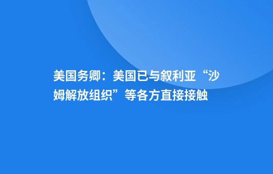 美国务卿：美国已与叙利亚“沙姆解放组织”等各方直接接触