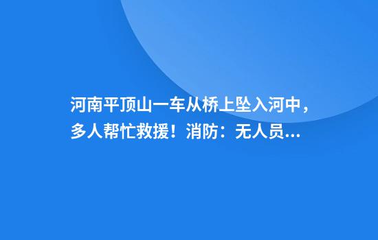 河南平顶山一车从桥上坠入河中，多人帮忙救援！消防：无人员受伤