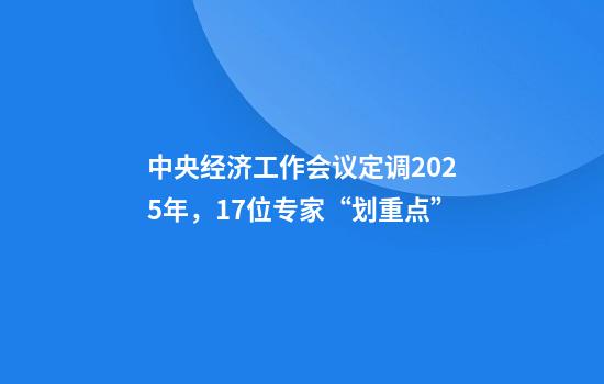 中央经济工作会议定调2025年，17位专家“划重点”
