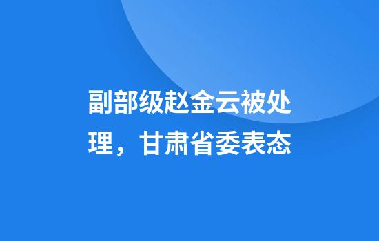 副部级赵金云被处理，甘肃省委表态