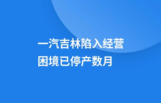 一汽吉林陷入经营困境已停产数月