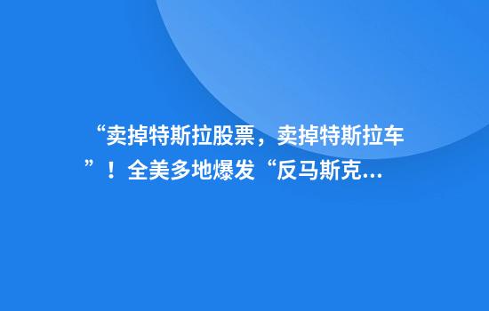 “卖掉特斯拉股票，卖掉特斯拉车”！全美多地爆发“反马斯克”示威，特斯拉市值1个月就蒸发掉2.6万亿元