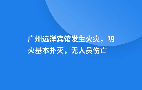 广州远洋宾馆发生火灾，明火基本扑灭，无人员伤亡