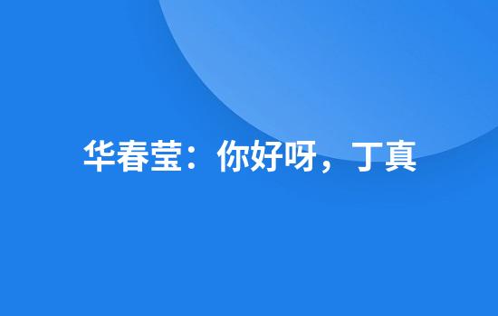 华春莹：你好呀，丁真