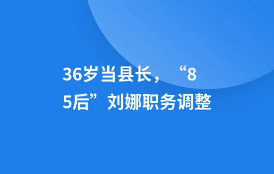 36岁当县长，“85后”刘娜职务调整