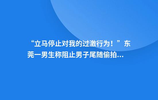 “立马停止对我的过激行为！”东莞一男生称阻止男子尾随偷拍女生裙底，被击打30多次