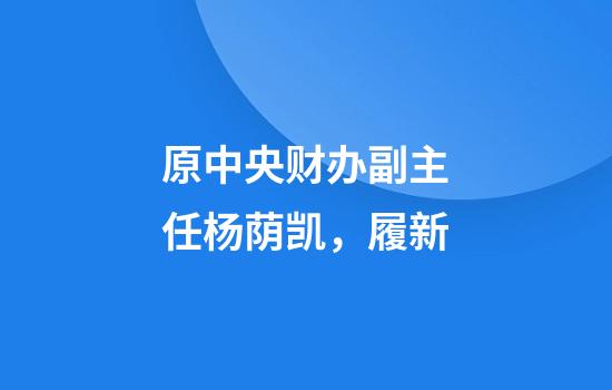 原中央财办副主任杨荫凯，履新