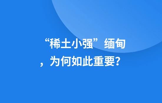 “稀土小强”缅甸，为何如此重要？
