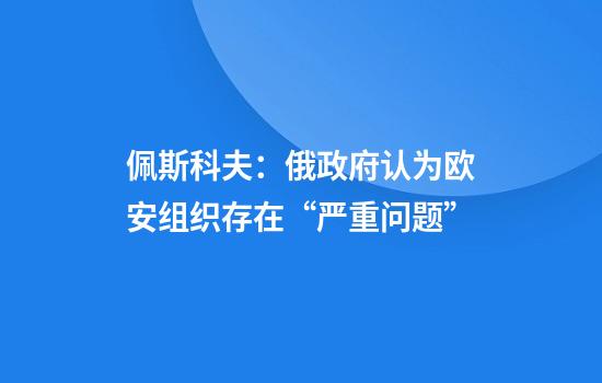 佩斯科夫：俄政府认为欧安组织存在“严重问题”