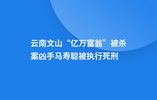 云南文山“亿万富翁”被杀案凶手马寿聪被执行死刑