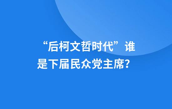 “后柯文哲时代”谁是下届民众党主席？