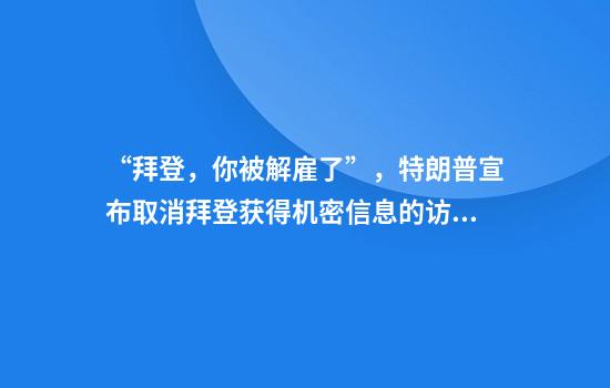“拜登，你被解雇了”，特朗普宣布取消拜登获得机密信息的访问权限