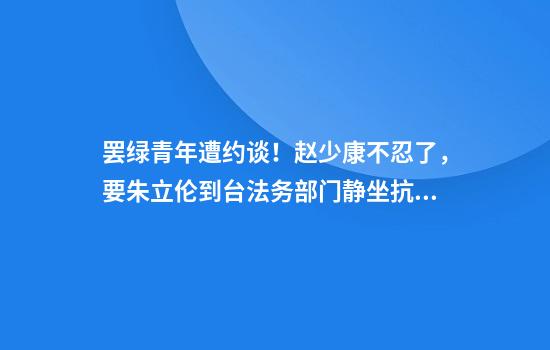 罢绿青年遭约谈！赵少康不忍了，要朱立伦到台法务部门静坐抗议