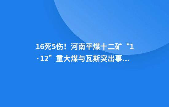 16死5伤！河南平煤十二矿“1·12”重大煤与瓦斯突出事故原因查明
