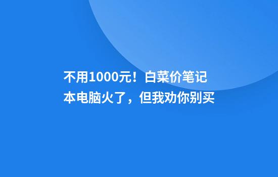 不用1000元！白菜价笔记本电脑火了，但我劝你别买