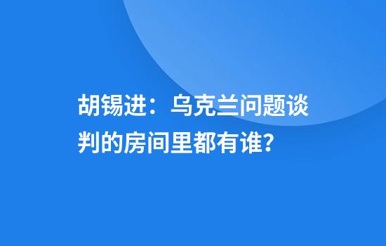 胡锡进：乌克兰问题谈判的房间里都有谁？