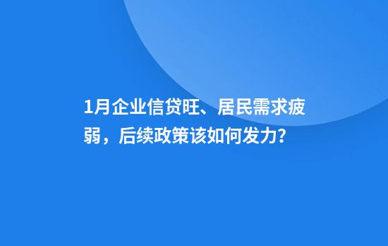 1月企业信贷旺、居民需求疲弱，后续政策该如何发力？