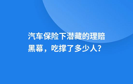 汽车保险下潜藏的理赔黑幕，吃撑了多少人？