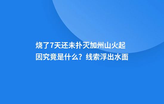 烧了7天还未扑灭加州山火起因究竟是什么？线索浮出水面