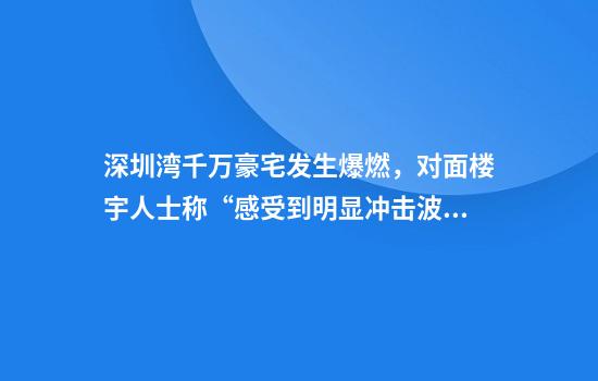 深圳湾千万豪宅发生爆燃，对面楼宇人士称“感受到明显冲击波”
