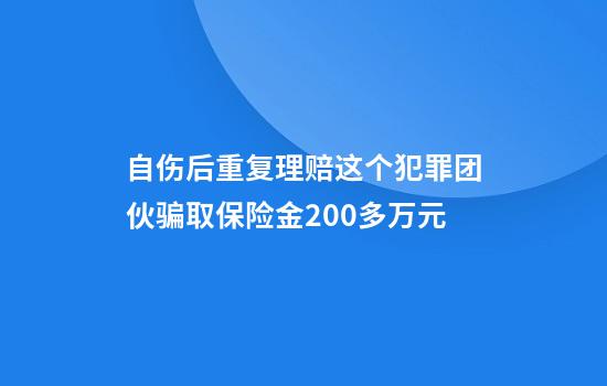 自伤后重复理赔这个犯罪团伙骗取保险金200多万元