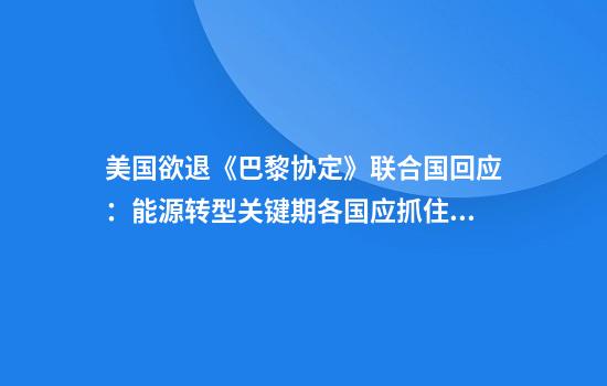 美国欲退《巴黎协定》联合国回应：能源转型关键期各国应抓住机会