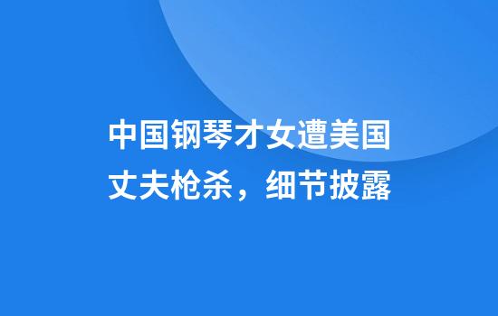 中国钢琴才女遭美国丈夫枪杀，细节披露