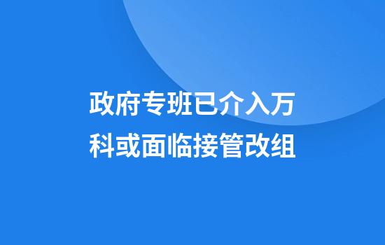 政府专班已介入万科或面临接管改组