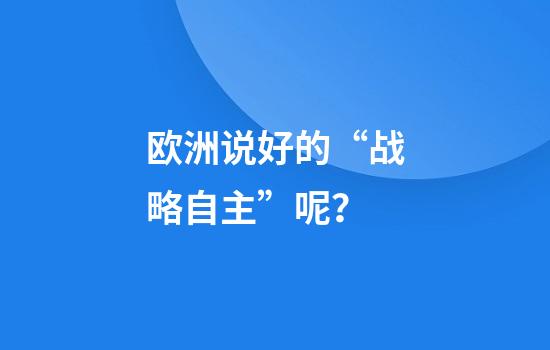 欧洲说好的“战略自主”呢？
